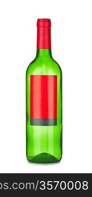 green emprty bottle for wine with label