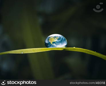 Green energy concept, Fresh Earth in a water drop