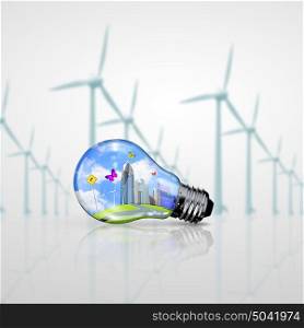green energy symbols. Green energy symbols, ecology concept, light bulb