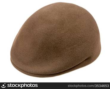 green felt man&rsquo;s cap isolated on white