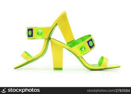 Green Female shoes on white background