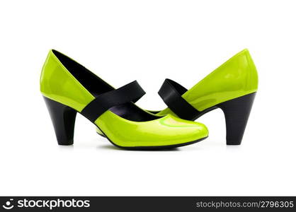 Green Female shoes on white background