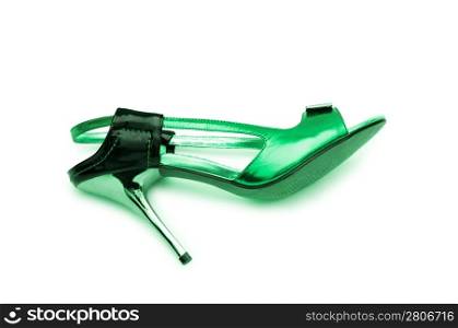 Green Female shoes on white background
