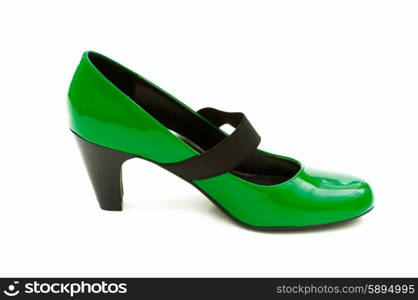 Green Female shoes on white background