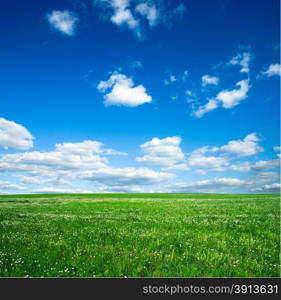 green field and blue sky