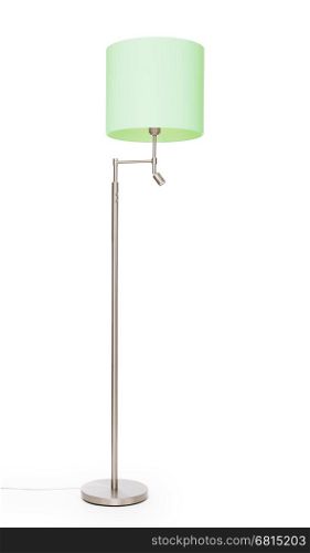 Green floor lamp, isolated on white background