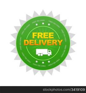 Green Free Delivery Button on white background.