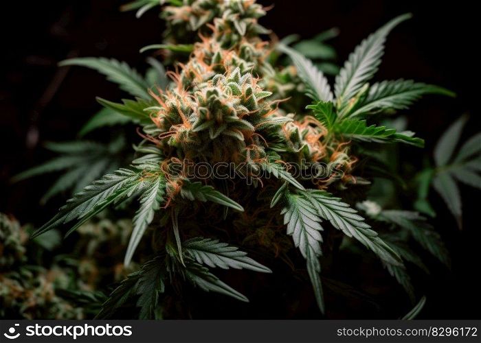 green fresh cannabis bud generative ai.