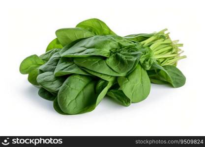 Green fresh spinach isolated on white background.