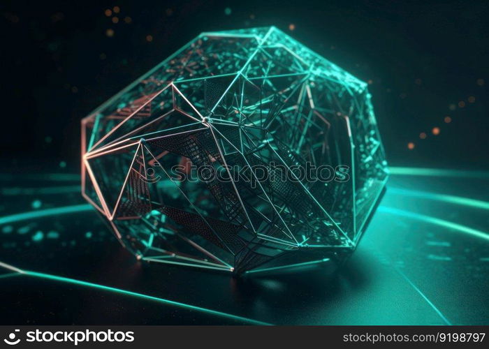 green futuristic logo artificial intelligence geometric shape neural network generative ai.