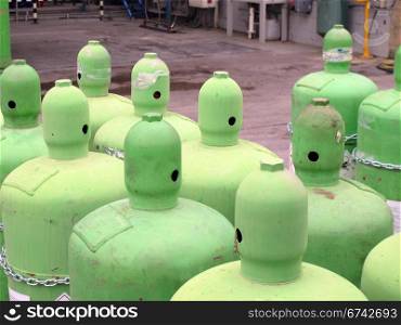 green gas bottles