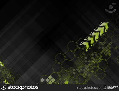 Green geometrical elements on black background. Eps 10 vector
