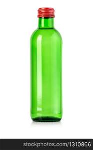green glass water bottle isolated on white with clipping path