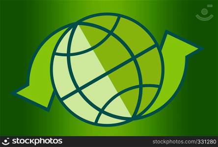 Green globe and arrow aside, 3D rendering
