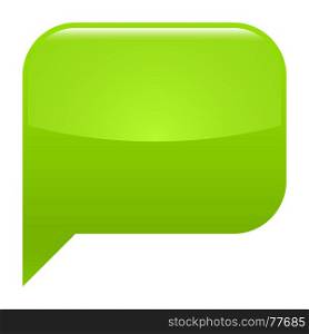Green glossy speech bubble blank location icon square empty shape isolated form background. Vector illustration a graphic element for web internet design