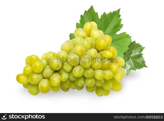 Green grape fruit isolated on white background . Green grape fruit isolated