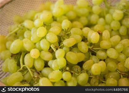 Green grapes in healthy eating concept