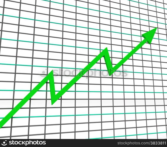 Green Graph Showing Profit Line Increase Achievement Progress