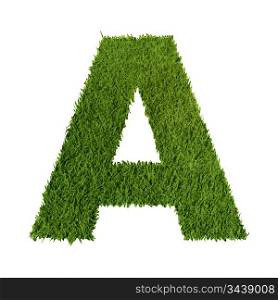Green grass letter A on white background