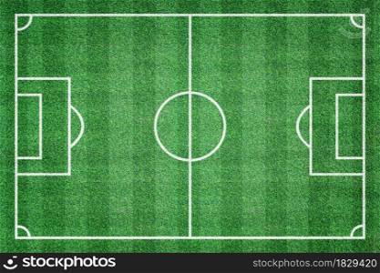 Green grass soccer or football field. Top view lawn court for sport background.