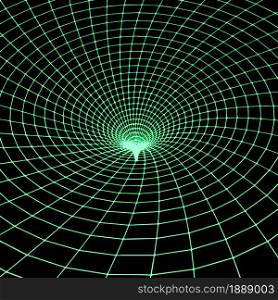 Green grid wormhole Vector illustration. Green grid wormhole Vector