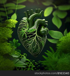 Green heart. Generative Ai image. Green heart