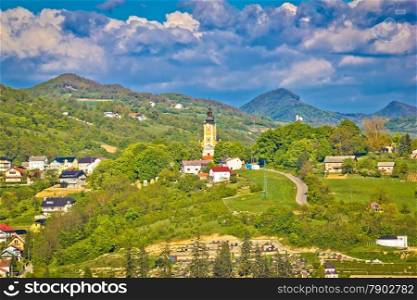 Green hills and churches of Zagorje, Croatia