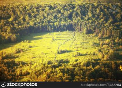 Green hills beautiful summer landscape in the mountains Bieszczady Poland