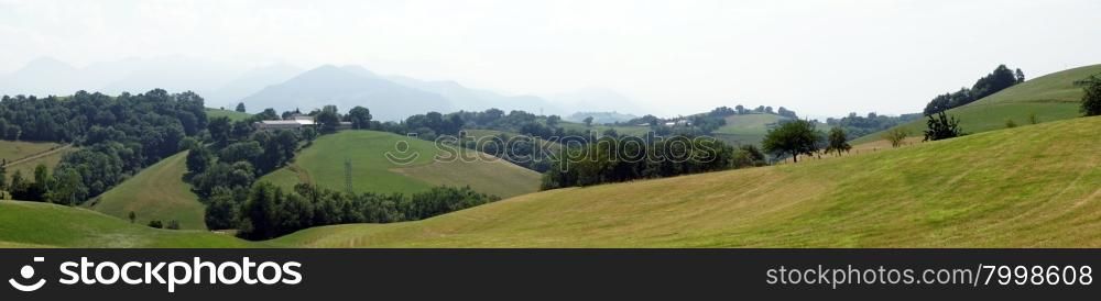 Green hills in Pyrenee in France