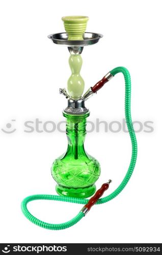 green Hookah on the white background. (isolated)