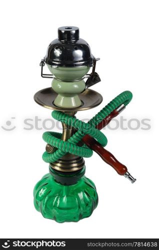 green Hookah on the white background. (isolated)