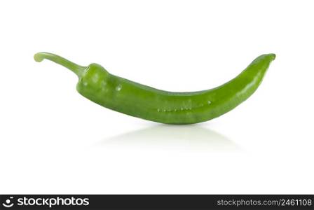 Green hot chili peppers isolated on a white background.. Green hot chili peppers isolated on white background.
