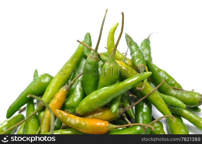 Green hot chili peppers pattern with white copyspace