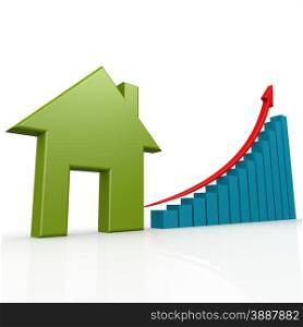 Green house with growth chart image with hi-res rendered artwork that could be used for any graphic design.. Green house with growth chart