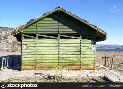 Green hut on Iztuzu beach near Dalyan, Turkey