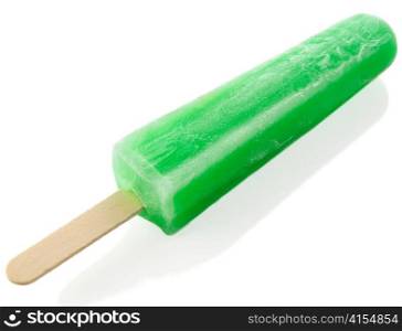 green ice cream pop on white