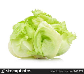 Green Iceberg lettuce on white background.