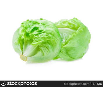 Green Iceberg lettuce on white background.