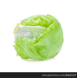 Green Iceberg lettuce on white background.