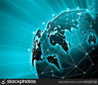 Green image of globe. Green vivid image of globe. Globalization concept