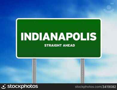 Green Indianapolis, Indiana, USA highway sign on Cloud Background.