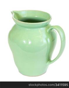 Green jug isolated on white background