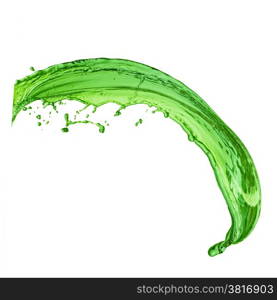 green juice splash on white background