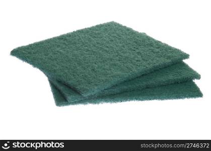 green kitchen sponges cloth isolated on white background