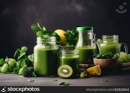 Green kiwi health smoothie. Organic drink. Generate Ai. Green kiwi health smoothie. Generate Ai