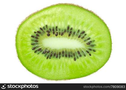 green kiwi slice isolated on white background
