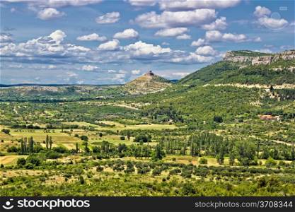 Green landscape of Bribir area valley in Dalmatia, Croatia