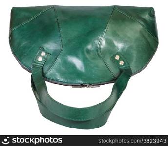 green leather handbag isolated on white background