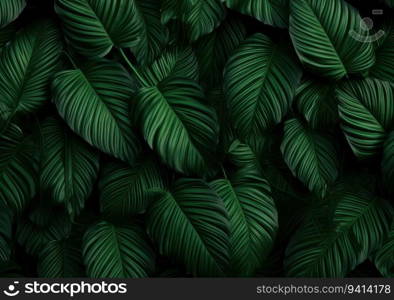 Green leaves background. Green leaves color tone dark in the morning. closeup nature view of green leaf and palms background.