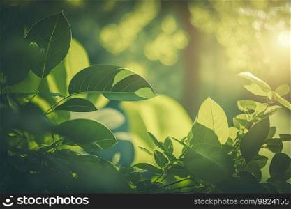 Green Leaves Natural Flower Background. Illustration Generative AI